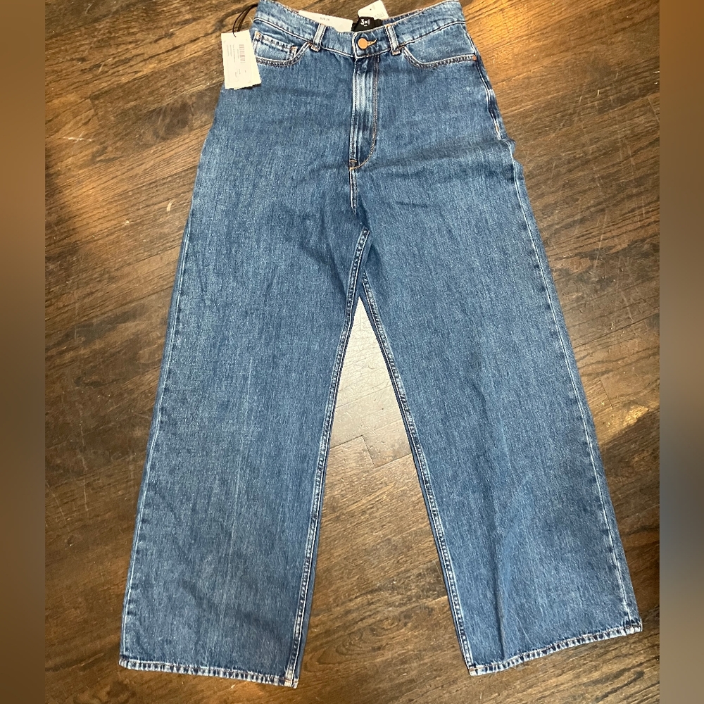 3x1 Women's Wide Leg Flare Jeans in Medium Blue